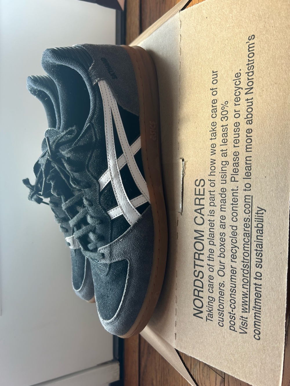 Onitsuka Tiger by Asics Black Suede Sneakers with White Stripes and Gum Sole